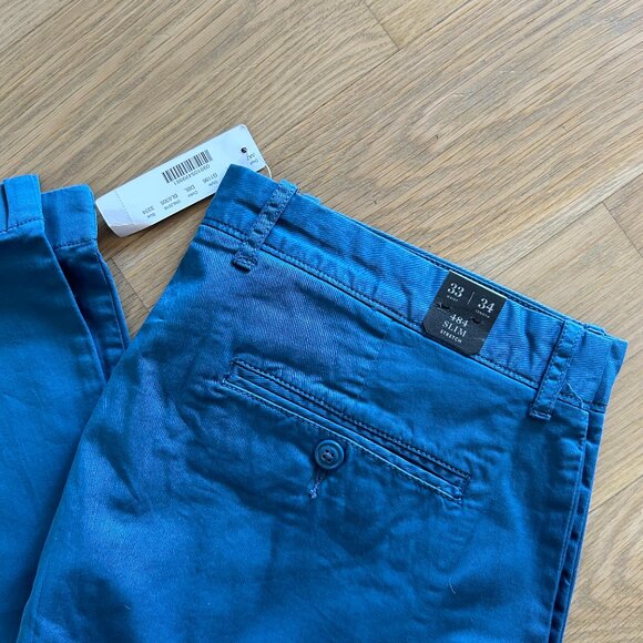 NWT Blue JCrew 484 Slim-fit Stretch Chino 33/34 - Picture 3 of 4